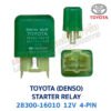 รีเลย์ สตาร์ท โตโยต้า TOYOTA STARTER RELAY 4-PIN (DENSO) สีเขียว 28300-16010